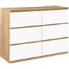 IDMarket - TOMI 110 cm cassettiera a 6 cassetti effetto faggio e bianco
