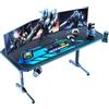 Himimi Scrivania da gioco, 160 x 75 cm, ergonomica, con tappetino per mouse su tutta la superficie, rivestimento in fibra di carbonio, porta bevande, gancio per cuffie e manico da gioco, robusto