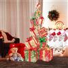 COSTWAY Set Scatole Regalo Illuminate di Natale da 170 cm, Torre di Scatole Regalo con 450 Luci Bianche Calde, Decorazioni Natalizie a Luce per Interni ed Esterni