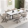 Shye Sedia girevole per sala da pranzo, singola, luminosa, di lusso, per soggiorno, camera da letto, per il tempo libero, con quattro gambe di supporto in metallo (set da 6, beige)