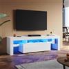SUNXURY Mobile TV a LED bianco lucido, 160 cm, con illuminazione LED RGB, 160 x 45 x 35 cm (larghezza x altezza x profondità)
