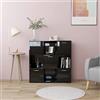 NQJIBUE Libreria in legno laccato lucido nero 90 x 30 x 90 cm, librerie e ripiani in piedi