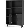 KOMFOTTEU Libreria Scaffale con 5 Armadietti e 1 Armadio, Libreria con Ante con Gambe in Legno Massello, Mobile Camera da Letto con Dispositivo Antiribaltamento, 80 x 23,5 x 119 cm (Nero)