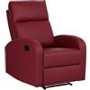 Totò Piccinni Poltrona Relax Reclinabile EUREKA, Manuale con Maniglia Laterale, Struttura in Legno, Imbottita ed Ergonomica, Ideale per Anziani e Soggiorno (Ecopelle Bordeaux)