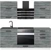 B BELINI GROUP Belini - Blocco cucina Emily, mobili da cucina, 180 cm, senza elettrodomestici con pensili e armadi, con piani di lavoro, Glamour Wood