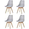 HJhomeheart Sedie Sala da Pranzo, Set di 4 Sedie, Gambe in legno massello, Design Nordico Ergonomico, Sedie Cucina, Sedie Moderne (Grigio-4)