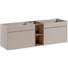 Muebles Slavic Mobile lavabo doppio 140 cm Iconic Cashmere, mobile lavabo sospeso, piano rovere, colore beige (solo mobile)
