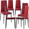 TRISENS Set di 6 sedie da sala da pranzo 2/4/6/8 in ecopelle, colore: rosso scuro
