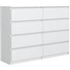 meble masztalerz Cassettiera Camera da Letto con 8 Cassetti - Credenza Soggiorno - Moderna Comò - Cassettiera Alta - Mobiletto con Cassetti - Bianca 120 x 39 x 101,5 cm