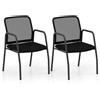 GIANTEX GAINTEX Set di Sedie per Sala Riunioni, con Schienale Ergonomico e Braccioli, Sedia da Conferenza in Rete, da Ufficio per Reception, Sedia per Sala Formazione, Nero