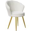 Rcynview Sedie Sala da Pranzo Velluto Sedia Camera da letto Ergonomica con Braccioli Gambe in Metallo, Poltrona Imbottite Moderne per Sala da Pranzo/Soggiorno/Vanità/Salotto (a forma di fiore Bianco)