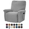 FANSU Copripoltrona Relax Reclinabile Elasticizzato, 1 Posto Tinta Unita Jacquard Copripoltrona Reclinabile Elettrica Coprisedile con Tasche, Universale Fodere per Poltrona Relax (Grigio)