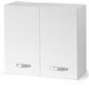 Linea Azzurra Scolapiatti Pensile Cucina Sospeso con 2 Ante e 2 Ripiani Mobile in Legno Made in Italy H72xL80xP32 cm Facile da Montare (Bianco Frassinato)