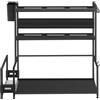 LANTUS Scaffale per spezie in metallo, grande capacità, per piano di lavoro, con portautensili, supporto per tagliere, 48 x 22 x 60 cm, nero