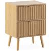 HOMN LIVING Comodino Lluvia 2 cassetti effetto Rovere, 40 cm (larghezza) 30 cm (profondità) 55 cm (altezza)