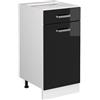 Vicco Mobiletto a ripiani R-Line, Nero lucido, 40 cm con cassetto, senza piano di lavoro, adatto per essere riposto in modo salvaspazio nelle cucine componibili