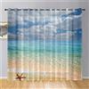 Odot Tende per Interni con Anelli Tende Camera da Letto Tenda Filtranti 2 Pannelli, Spiaggia Onde Stampa Tende Voile Semi Trasparenti Sheer Tenda per Soggiorno Camera Balcone (Nuvola,140x244cm)