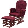 Mendler Poltrona a dondolo HWC-C76 sedia relax poggiapiedi Stoffa/tessuto ciniglia (465g/m²) - bordeaux, struttura scura