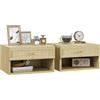 HOMCOM Set 2 Comodini, Cassetto, Ripiani Aperti, 40x34x23 cm, color Legno