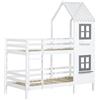 Azkoeesy Letto a Casetta Forma di Casa 90x200 cm in Pino Massiccio, Tetto, Finestre Grandi, Parapetto Anticaduta e Doghe, Colore Bianco