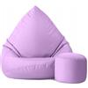 Slevobox Pouf Poltrona Sacco con Poggiapiedi Lavanda 112x82x82 cm - Pouf Sacco XXL da Esterno Impermeabile - Pratico e Facile da Trasportare - Bean Bag per Adulti e Bambini - Fodera Lavabile