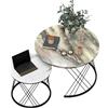 HOMCOM Set di 2 tavolini tondi nidificati Ø70/44,5cm grigio bianco | Tavolini nidificati, piano effetto marmo, gambe in metallo, stile moderno, per piccoli spazi, camera da letto