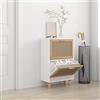 BUKSCYJS Scarpiera,scarpiera bassa,scarpiera salvaspazio Adatto a soggiorno, ingresso, corridoio, ufficio, lavanderia, toilette Bianca 52x25x80cm Legno Multistrato e Rattan Naturale