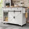 Soweiz Isola da Cucina Con Piano di Lavoro Estraibile - Mobile Con Quattro Ante e Due Cassetti - Carrello da Pranzo Con Venature in Legno