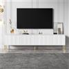 KAZZIO Mobile TV, 190 x 38 x 48 cm, gambe dorate, design porta scanalata (bianco)