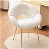 SUPPNEED Sedia da toeletta in tessuto Teddy, poltrona relax e da lettura, a forma di fiore, per studio, camera da letto, soggiorno, balcone (tessuto Teddy, beige)