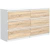 MebLocker Cassettiera 120 cm, 6 Cassetti, Bianco Sonoma
