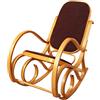 Mendler Sedia a Dondolo Classica Elegante M41 - Legno Chiaro Seduta Tessuto Marrone