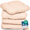 Beautissu Lisa Set di 4 Cuscini da Sedia - 40x40x8 cm - Cuscino di Seduta per sedie di Casa e Giardino, Imbottitura Comoda e Spessa - Beige