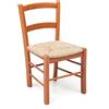 Liberoshopping Sedia della nonna Mezzana in legno di faggio, seduta paglia, 71x33x39 cm, seduta H 39 cm (Ciliegio)