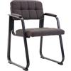 CLP Sedia con braccioli Canada B, sedia visitatore imbottita, struttura in metallo nero opaco, sedia da conferenza, sedia sala d attesa tessuto, Colore:grigio scuro