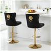 Relbiety Set di 2 Sgabelli da bar Velluto Altezza Regolabile,Nero Oro