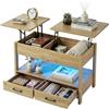 Amveya Tavolino Salotto Moderno Trasformabile, Tavolino da Salotto Moderno Legno, Tavolo Legno Trasformabile, Coffee Table con 2 ascensore e 2 cassetti (100 x 50 x 47.5cm)