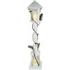 Generico Lampione Natalizio in Legno h. 61 cm Bianco Glitter innevato con Luci LED Base 13x13cm Alimentazione a Batteria Decorazione Natalizia Babbo Natale