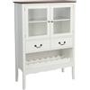 GYMAX Mobile da Vino con Portabicchieri, Mobile Buffet con Porta in Vetro e 2 Cassetti, Mobile Ingresso in Legno per Soggiorno e Cucina, 90 x 40 x 126,5 cm, Bianco