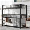 Moimhear Letto in metallo, 90 x 200 cm, letto in ferro, letto a castello, tripla a castello, per bambini, ragazzi e adulti (nero)
