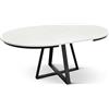 Mar.c.a. Design - Tavolo Rotondo Allungabile 120/170x75,5 cm - Piano in Nobilitato Finitura Bianco Frassinato e Base in Metallo - Made in Italy