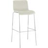 CLP Sgabello da Bar con Schienale Hover, Poltroncina Imbottita in Velluto, Sedia per Bancone con Struttura in Metallo Cromato, Fino a 150 kg, Colore:crema