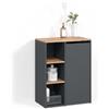 Livinity Mobiletto da bagno Paolina, Antracite/Rovere dorato 68 x 88.2 cm | 1 Anta · 2 scomparti · Con cesto portabiancheria a ribalta · Portabiancheria compatto · Organizzazione ordinata
