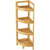 [en.casa] Scaffale Angolare in bambù (AxLxP) 80 x 23 x 23 cm Mobiletto Basso a 4 Ripiani con Bordi Laterali - Portaoggetti da Bagno o Cucina
