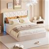 QMTXBYJ Letto Matrimoniale con contenitore 140x190 con Testata a LED, Letto imbottito 140x190, letto matrimoniale con contenitore idraulico, Struttura letto con rete a doghe in Legno,Velluto