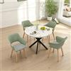 GrandCA HOME Set di Tavolo e Sedie da Pranzo, 100×100×76.5 CM Tavolo da Pranzo Rotondo, 4 Sedie da Cucina Imbottite, per Sala da Pranzo, Soggiorno, Cucina (Marmo-BK + Verde)