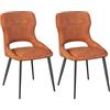 WOLTU Set di 2 Sedie Sala da Pranzo, Sedie Cucina senza Braccioli | Rivestimento in Ciniglia e Schienale Traforato, Gambe in Metallo, per Soggiorno, Camera da Letto, Arancione