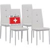 Albatros 3095 Diamond Set di 4 sedie da pranzo, bianco, SGS tested