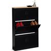 IDMarket - Scarpiera con 3 ante metallo nero design industriale ESTER