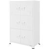 ML DESIGN modern living ML-Design Schedario da Ufficio 75x40x120,5 cm Bianco in Acciaio Mobile a 4 Gambe Armadietto in Metallo 6 Ante 3 Scomparti Interni Armadio Industriale Portadocumenti in Acciaio di Stoccaggio